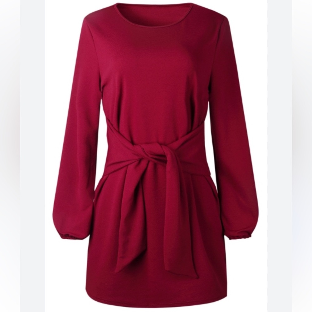 Long Sleeve Maroon Dress